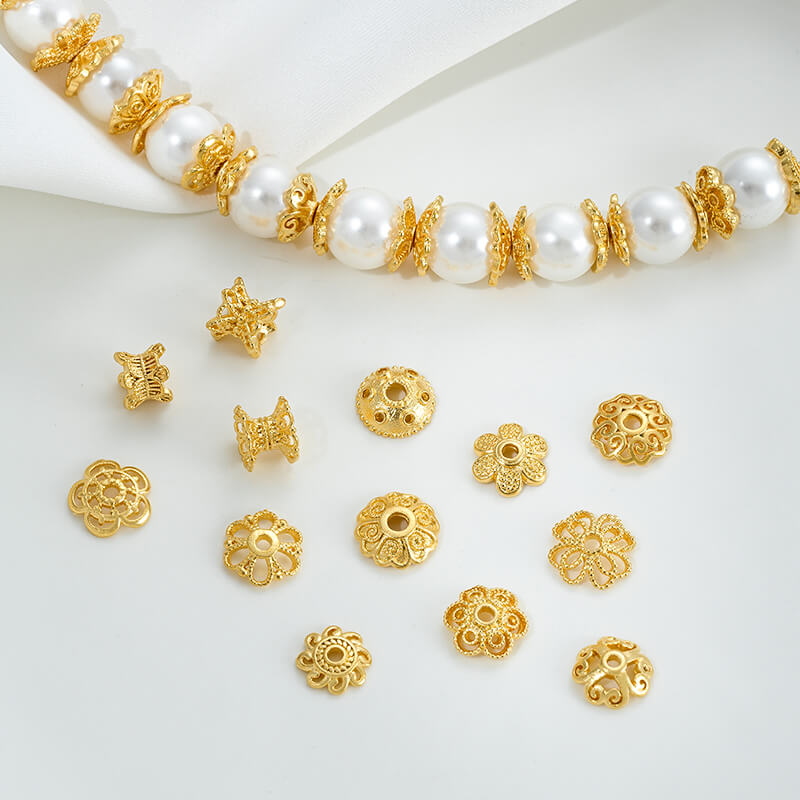 Sand gold flower holder with beaded double-sided flower holder