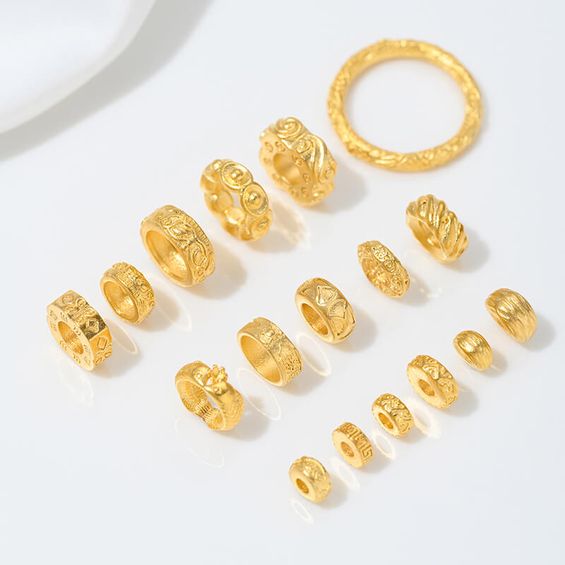 Sand gold spacer with large hole, bead spacer and bead ring
