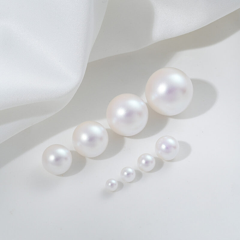 Semi-matte white imitation pearl half-hole beads