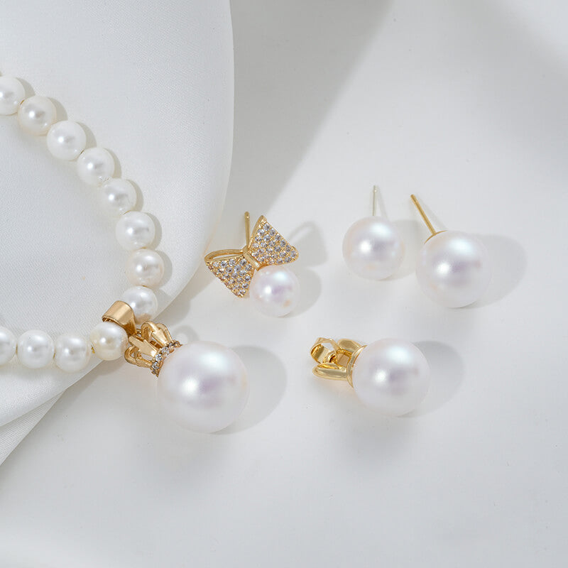 Semi-matte white imitation pearl half-hole beads