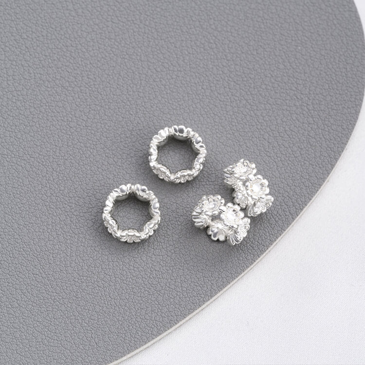 Copper-clad 925 thick silver four-leaf clover large hole flower-shaped spacer beads
