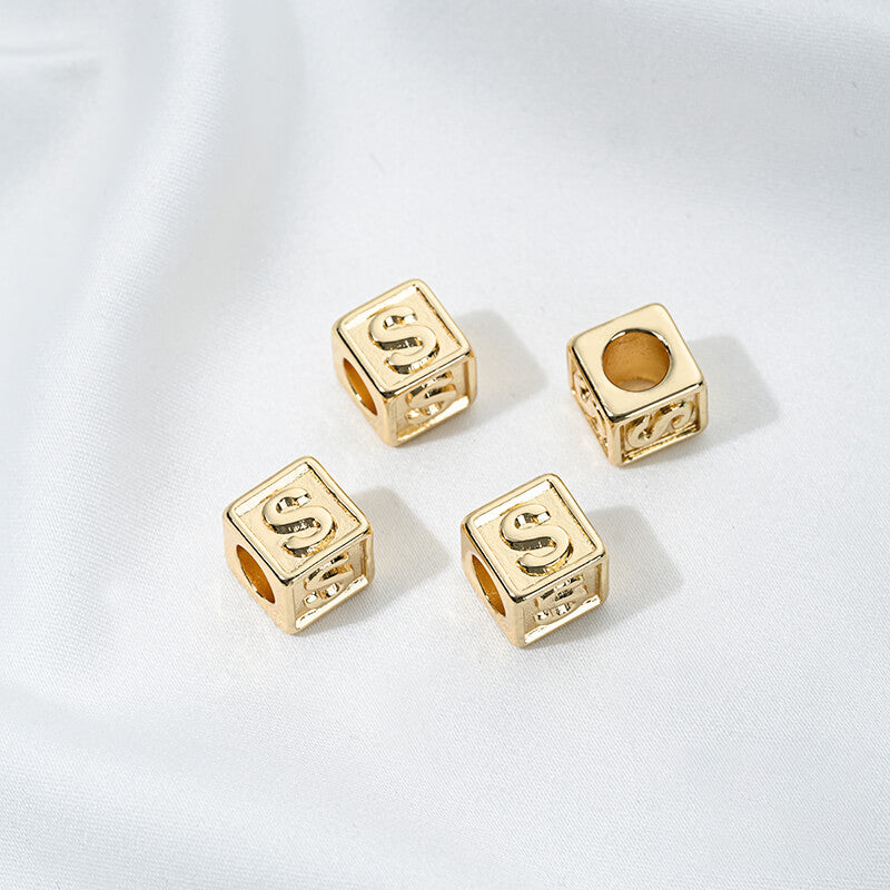 Titanium steel with gold-plated 26 letters square through-hole relief spacer