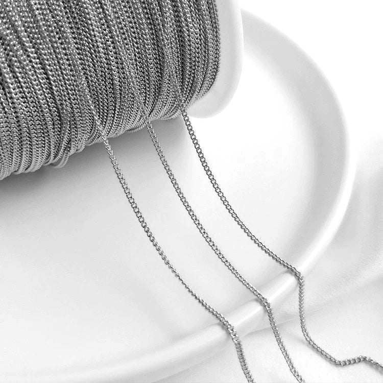 White Gold Plated Brass,Snake Chain, Pearl Chain, Clip Flat Bead Chain & Body Side Chains for DIY Jewelry