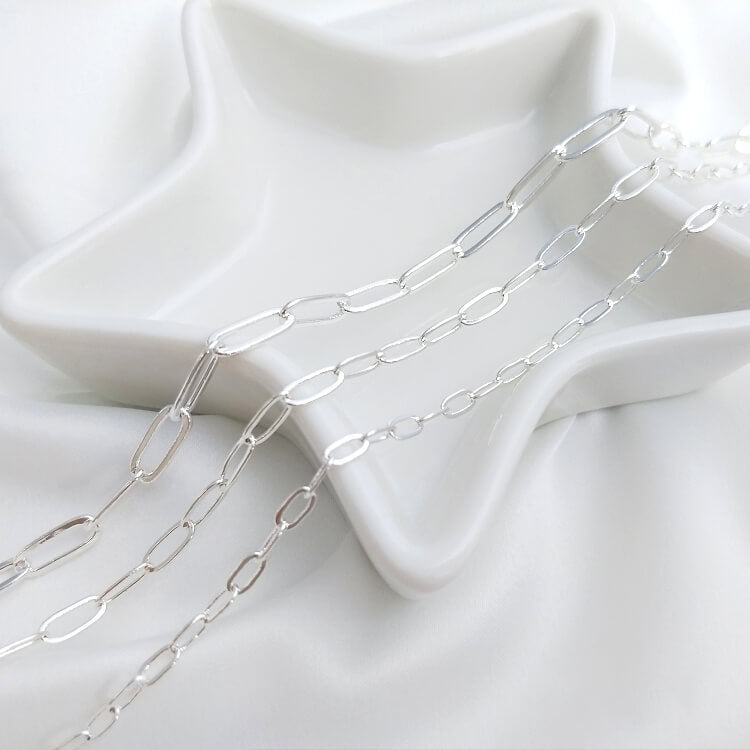 Silver long O chain rectangular loose chain