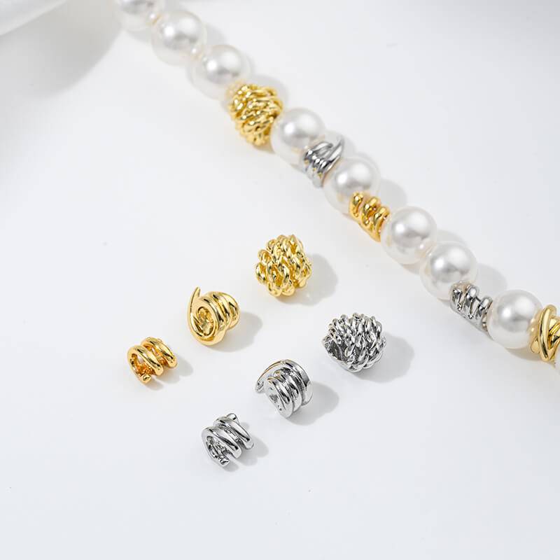 Spring beads, twisted snail beads, braided ball spacer beads