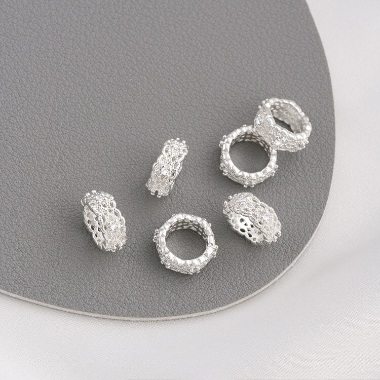 Zircon lace double-sided flower holder crown spacer large hole spacer bead