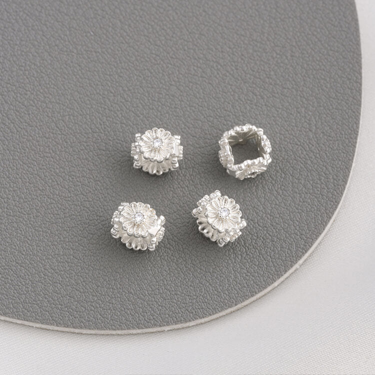 Zircon lace double-sided flower holder crown spacer large hole spacer bead