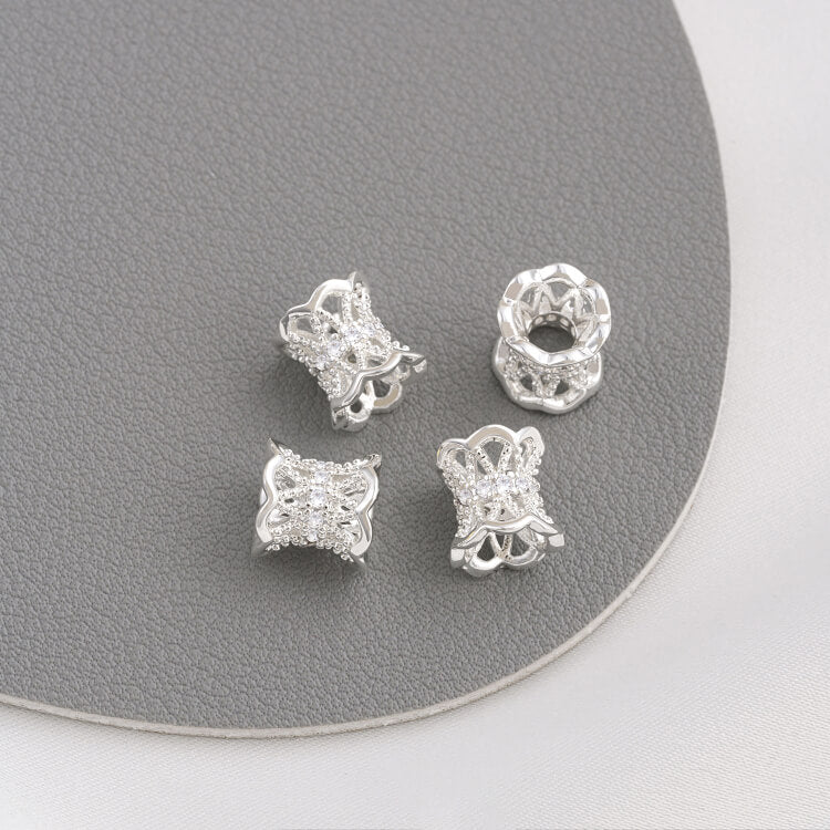 Zircon lace double-sided flower holder crown spacer large hole spacer bead