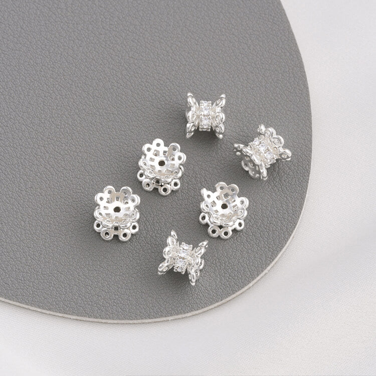 Zircon lace double-sided flower holder crown spacer large hole spacer bead