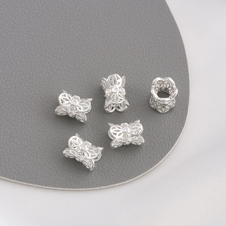 Zircon lace double-sided flower holder crown spacer large hole spacer bead