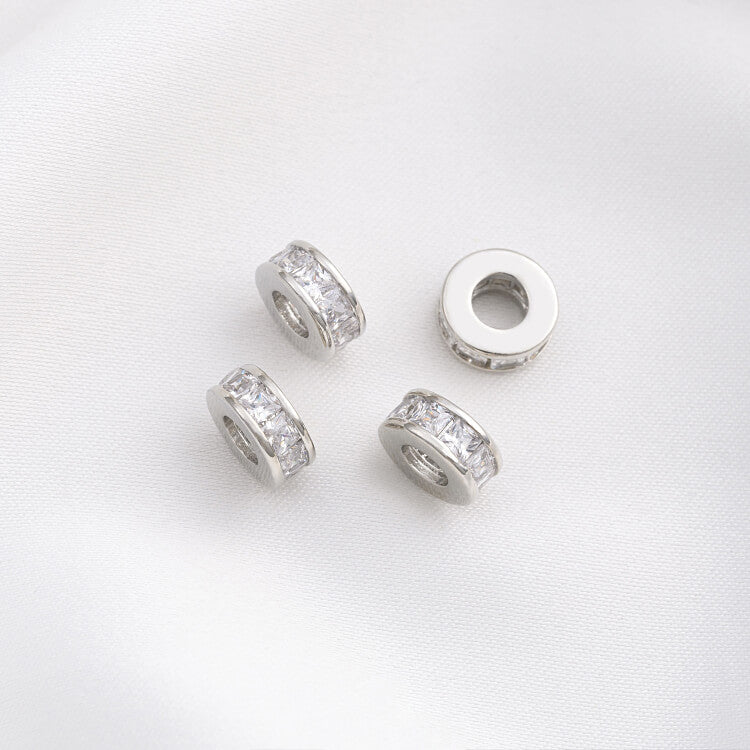 Platinum micro-inlaid zircon wheel beads spacer beads
