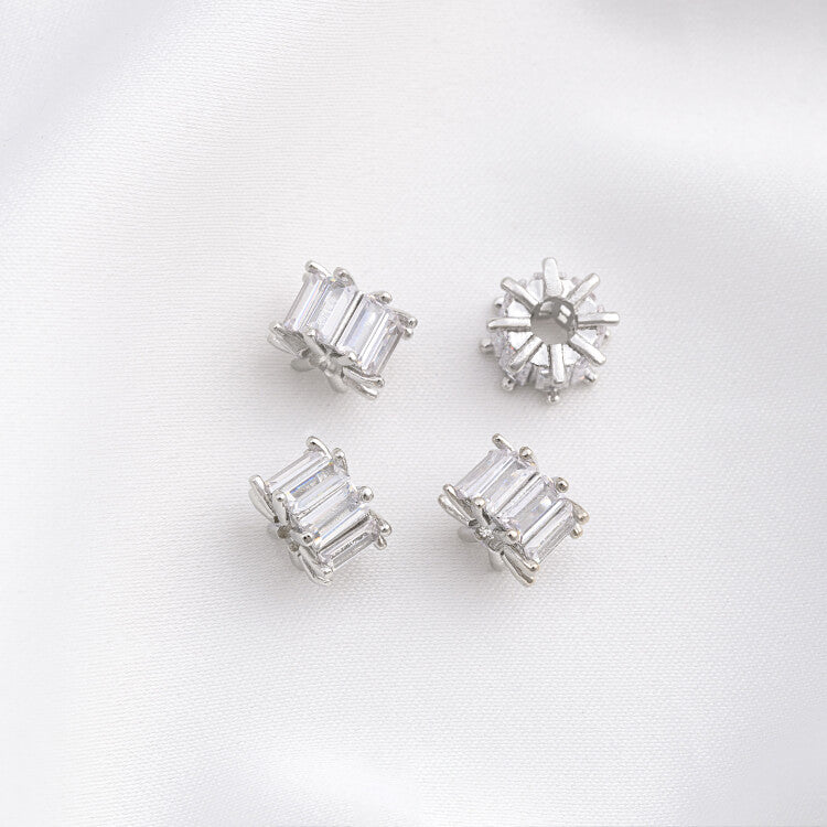 Platinum micro-inlaid zircon wheel beads spacer beads