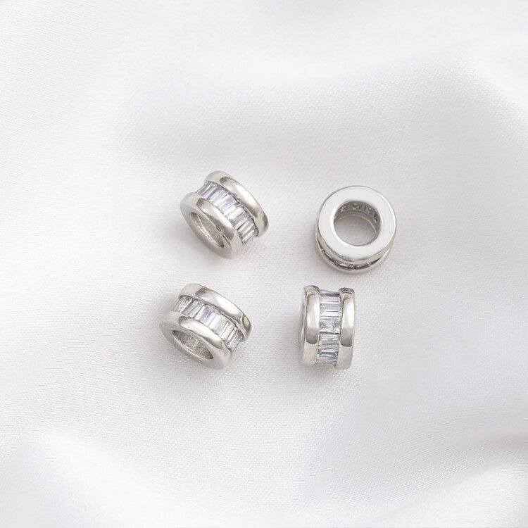 Platinum micro-inlaid zircon wheel beads spacer beads
