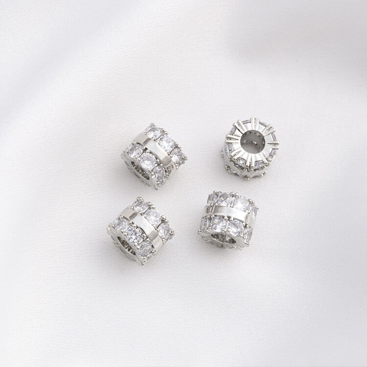 Platinum micro-inlaid zircon wheel beads spacer beads