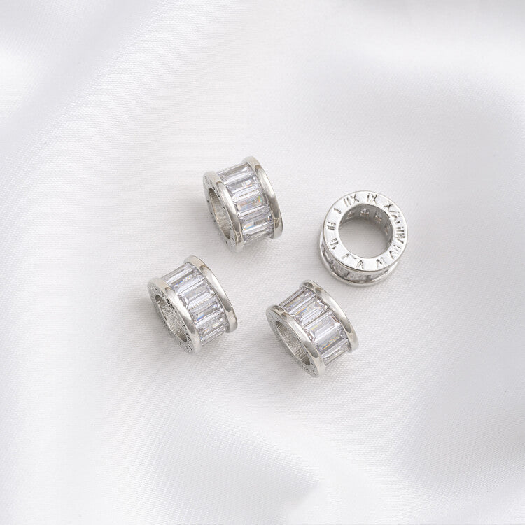 Platinum micro-inlaid zircon wheel beads spacer beads