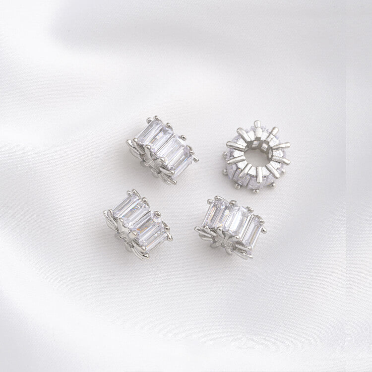 Platinum micro-inlaid zircon wheel beads spacer beads