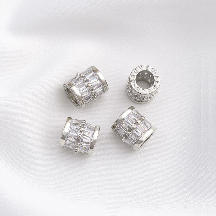 Platinum micro-inlaid zircon wheel beads spacer beads