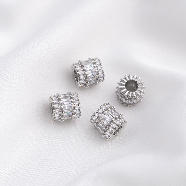 Platinum micro-inlaid zircon wheel beads spacer beads