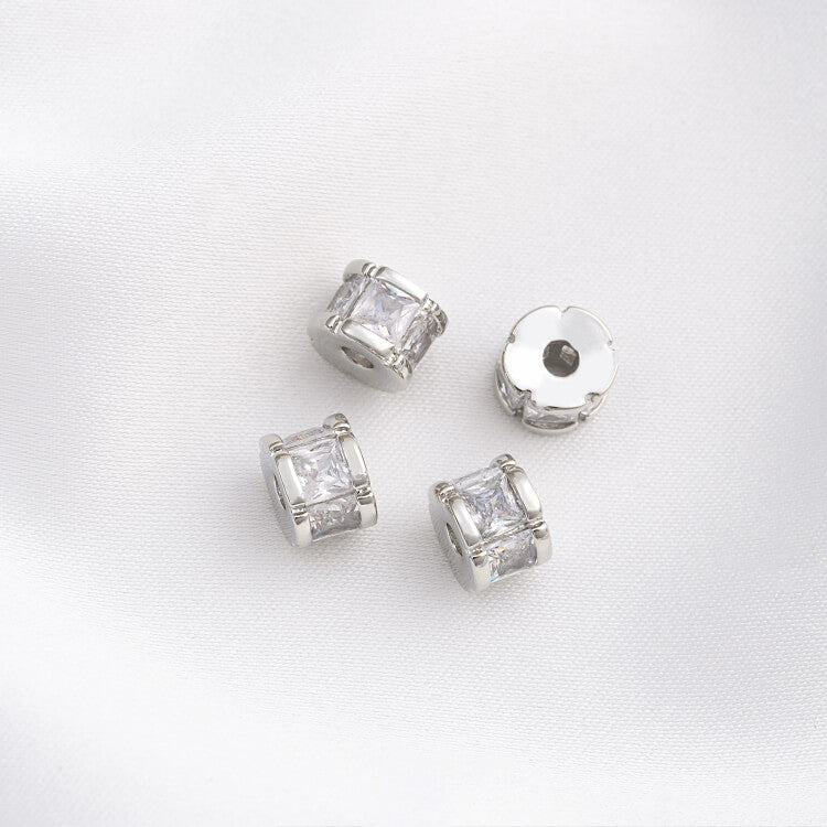 Platinum micro-inlaid zircon wheel beads spacer beads