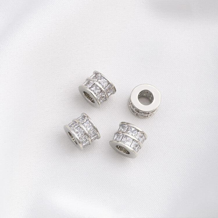 Platinum micro-inlaid zircon wheel beads spacer beads