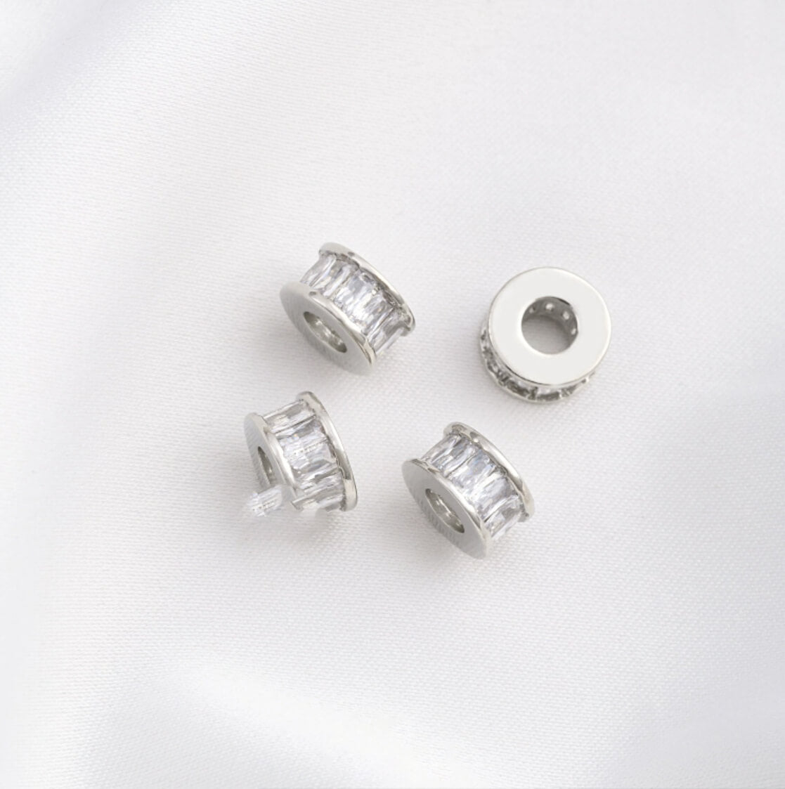 Platinum micro-inlaid zircon wheel beads spacer beads