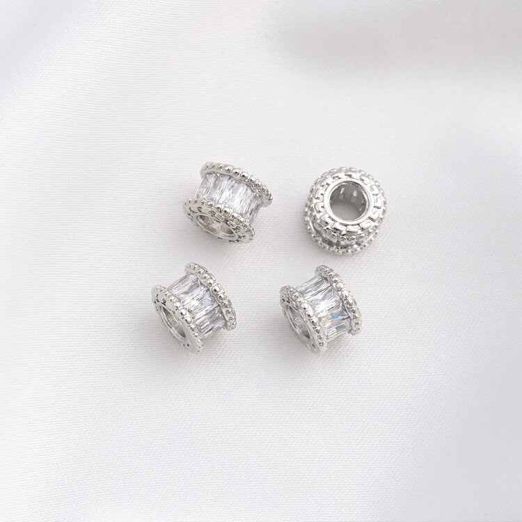 Platinum micro-inlaid zircon wheel beads spacer beads