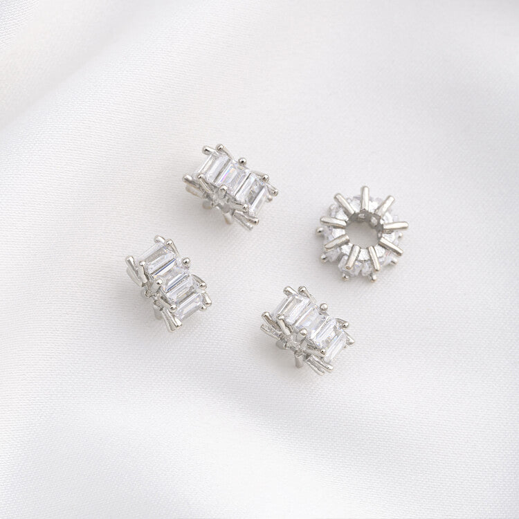 Platinum micro-inlaid zircon wheel beads spacer beads