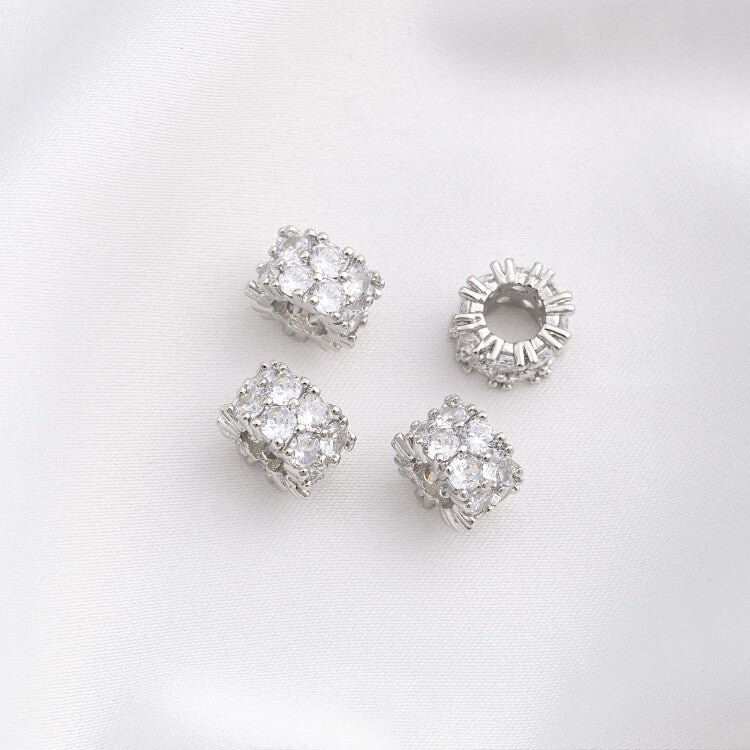 Platinum micro-inlaid zircon wheel beads spacer beads