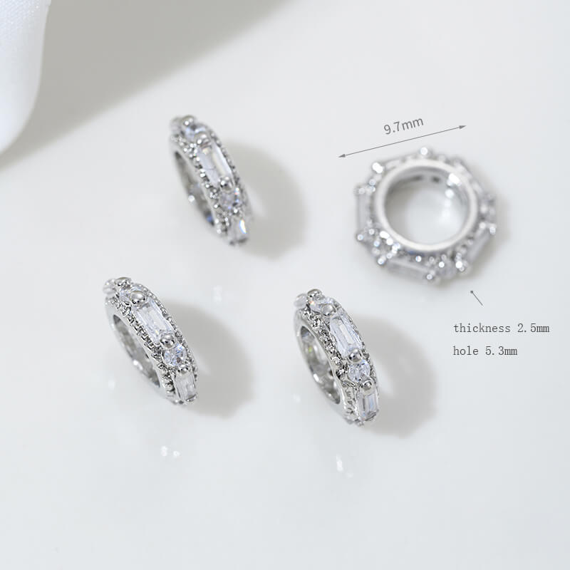 Micro-inlaid zircon spacer crystal pearl spacer