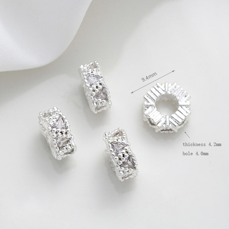 Micro-inlaid zircon spacer crystal pearl spacer