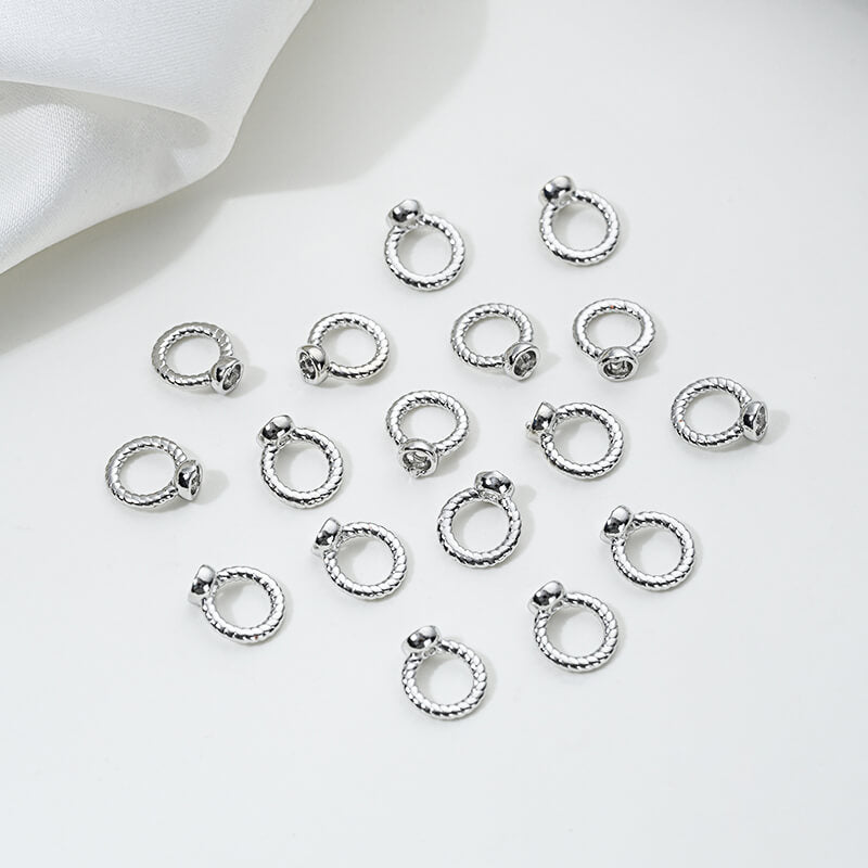 14k white k glossy, thread hidden wire ending ring