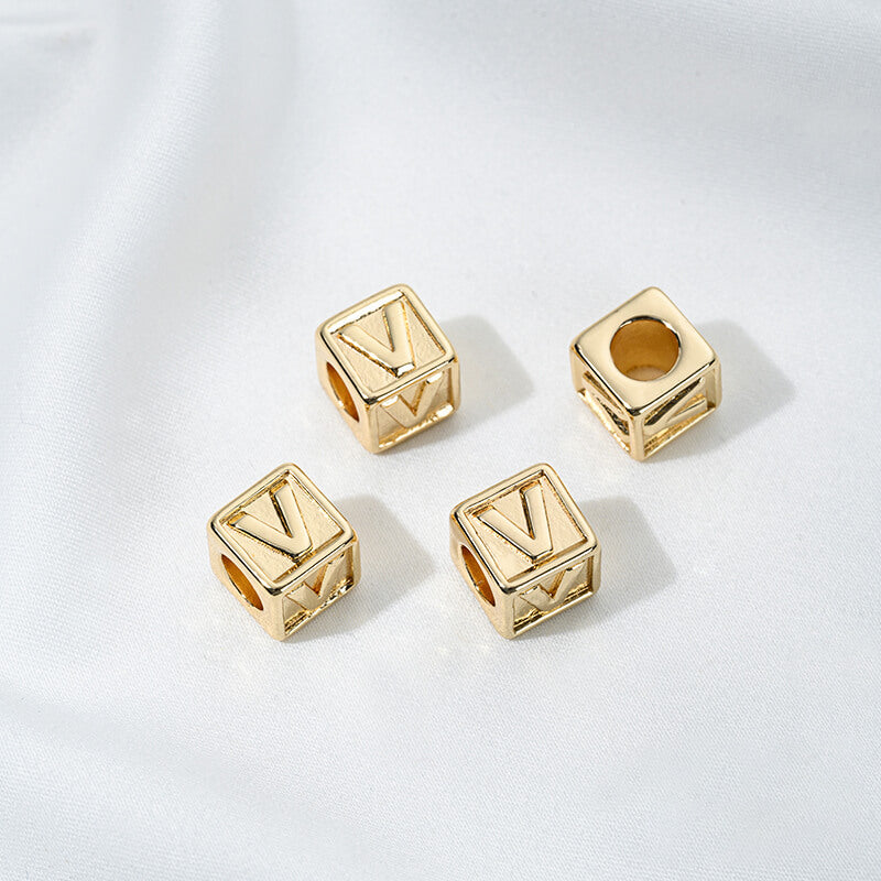 Titanium steel with gold-plated 26 letters square through-hole relief spacer