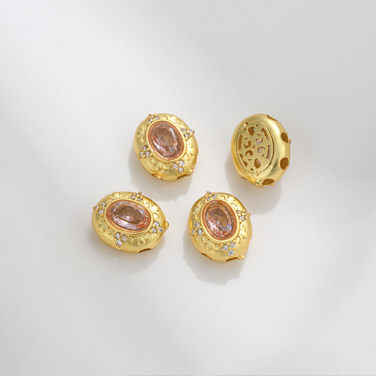 Ancient method inlaid colored zirconium cat's eye lace spacer beads