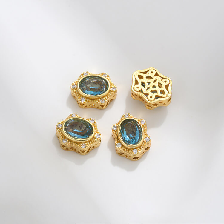 Ancient method inlaid colored zirconium cat's eye lace spacer beads