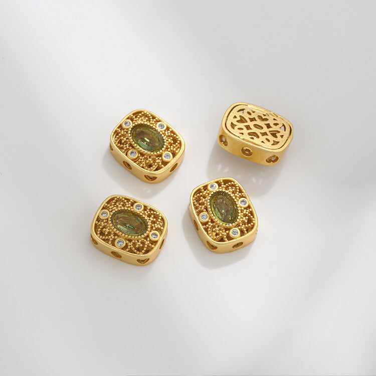 Ancient method inlaid colored zirconium cat's eye lace spacer beads