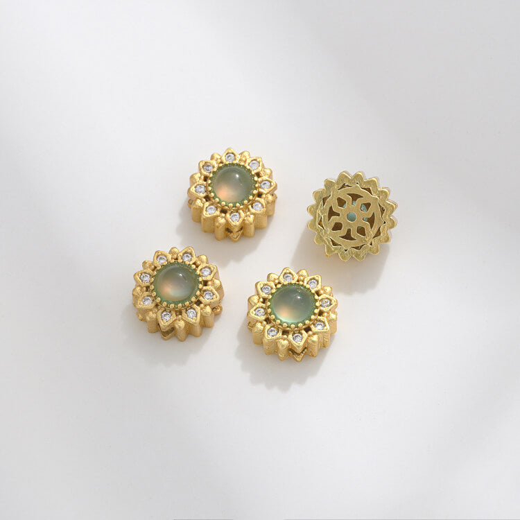 Ancient method inlaid colored zirconium cat's eye lace spacer beads