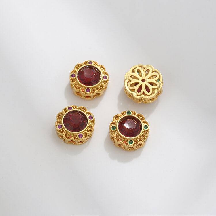 Ancient method inlaid colored zirconium cat's eye lace spacer beads