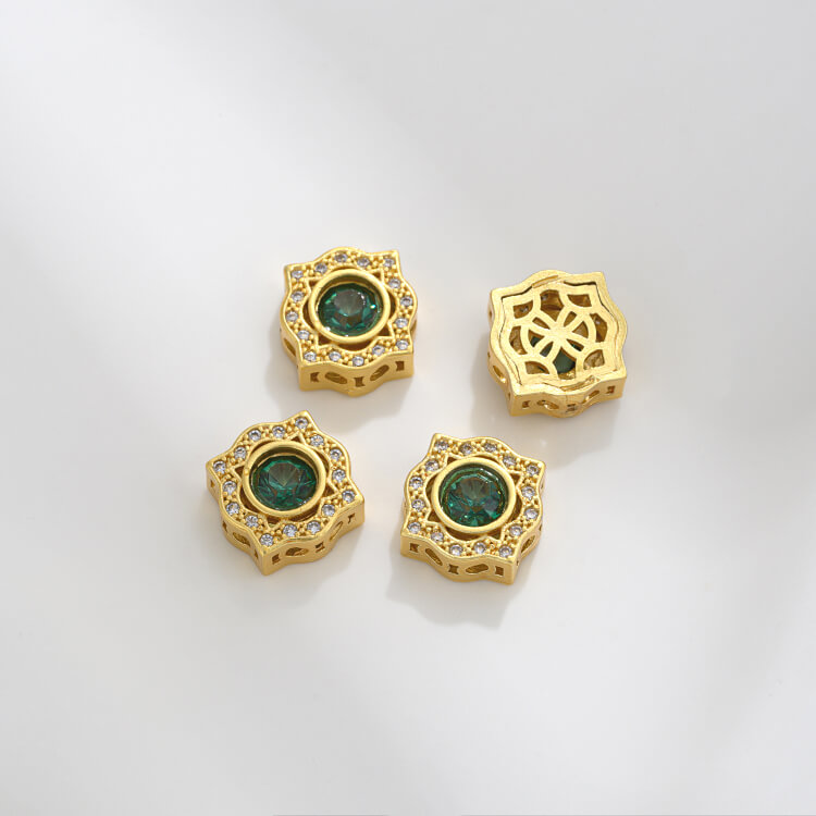 Ancient method inlaid colored zirconium cat's eye lace spacer beads