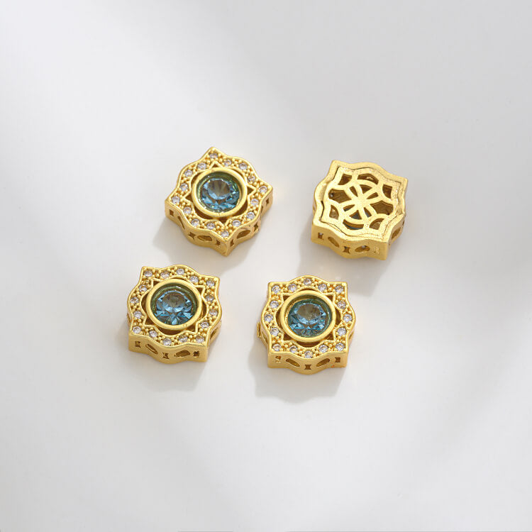 Ancient method inlaid colored zirconium cat's eye lace spacer beads