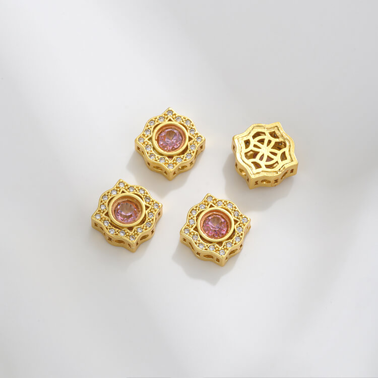 Ancient method inlaid colored zirconium cat's eye lace spacer beads