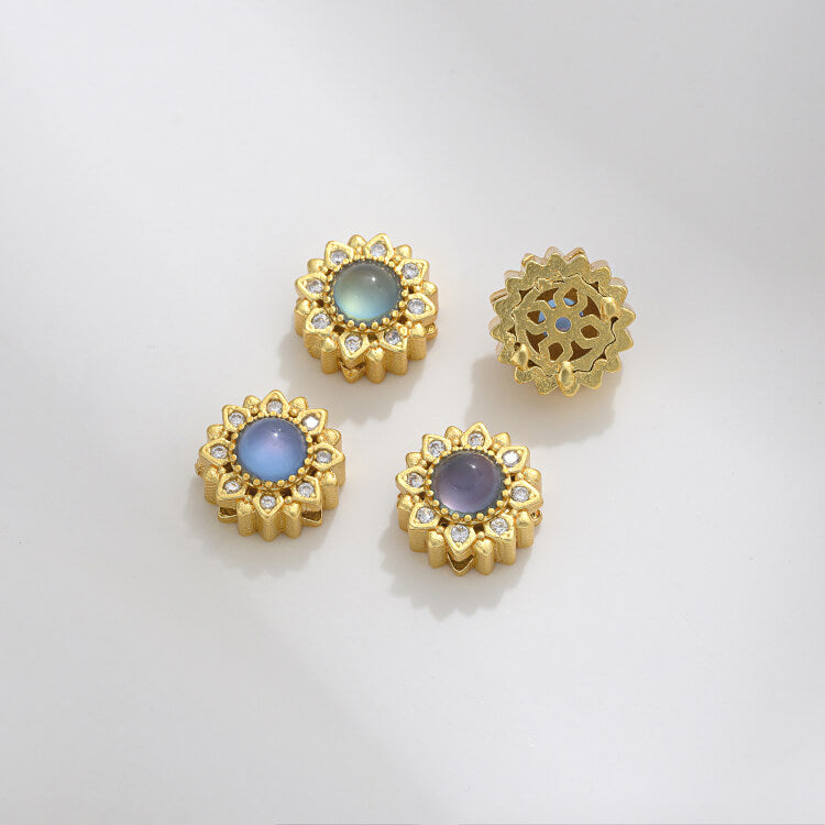 Ancient method inlaid colored zirconium cat's eye lace spacer beads
