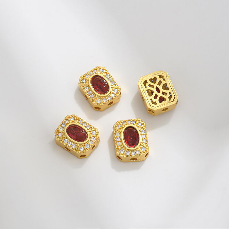 Ancient method inlaid colored zirconium cat's eye lace spacer beads