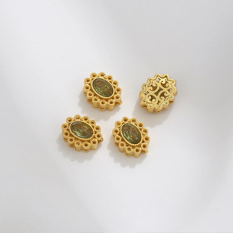 Ancient method inlaid colored zirconium cat's eye lace spacer beads