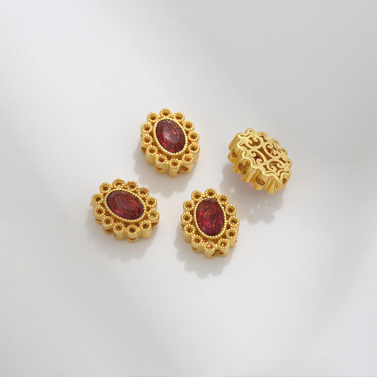 Ancient method inlaid colored zirconium cat's eye lace spacer beads