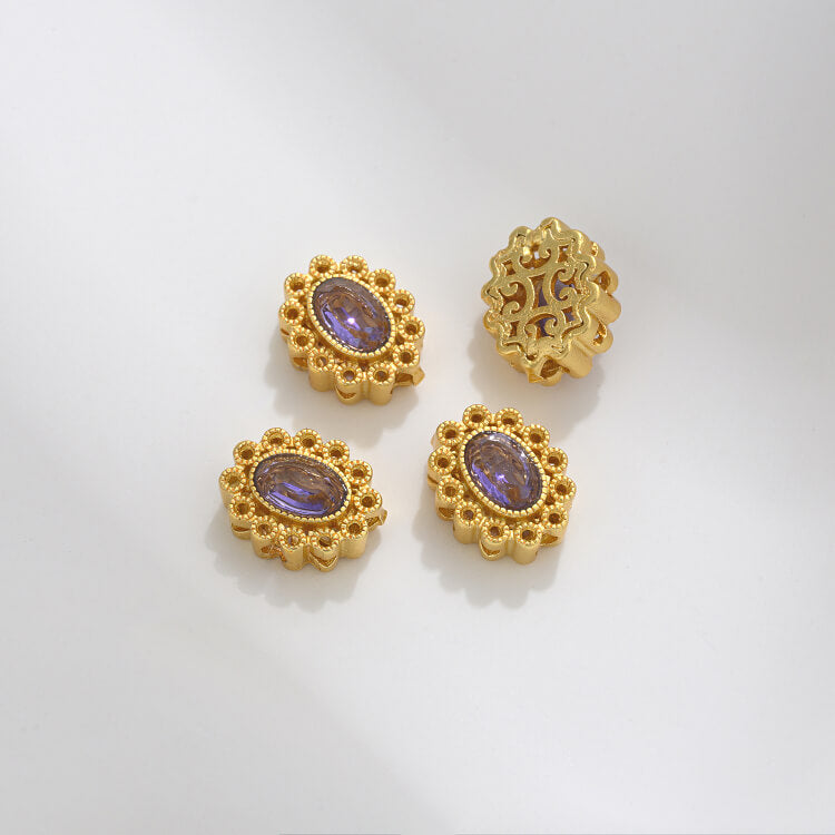 Ancient method inlaid colored zirconium cat's eye lace spacer beads