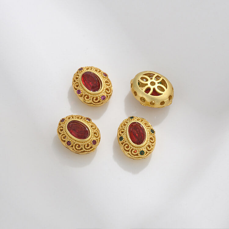 Ancient method inlaid colored zirconium cat's eye lace spacer beads