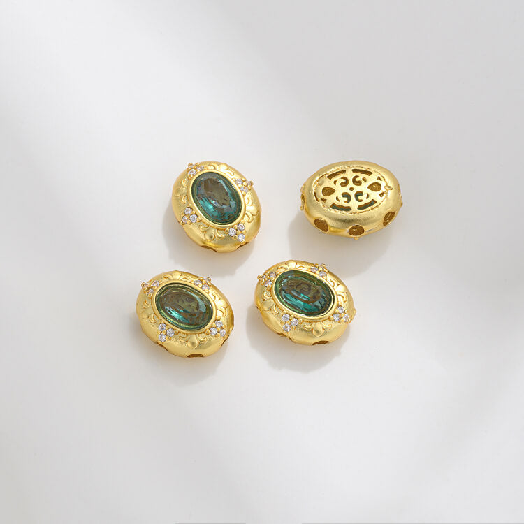 Ancient method inlaid colored zirconium cat's eye lace spacer beads