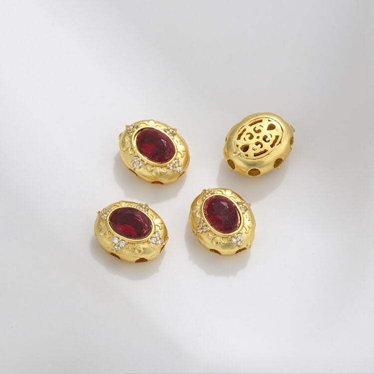 Ancient method inlaid colored zirconium cat's eye lace spacer beads