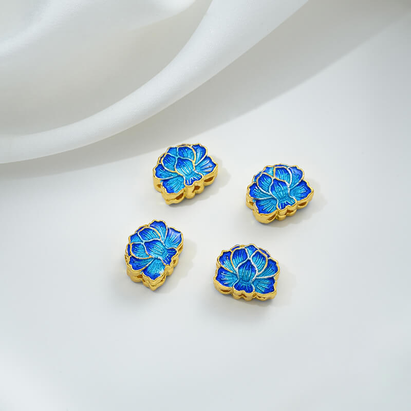 Copper gilded enamel butterfly auspicious cloud lotus Chinese knot back cloud blessing word cloisonne spacer beads