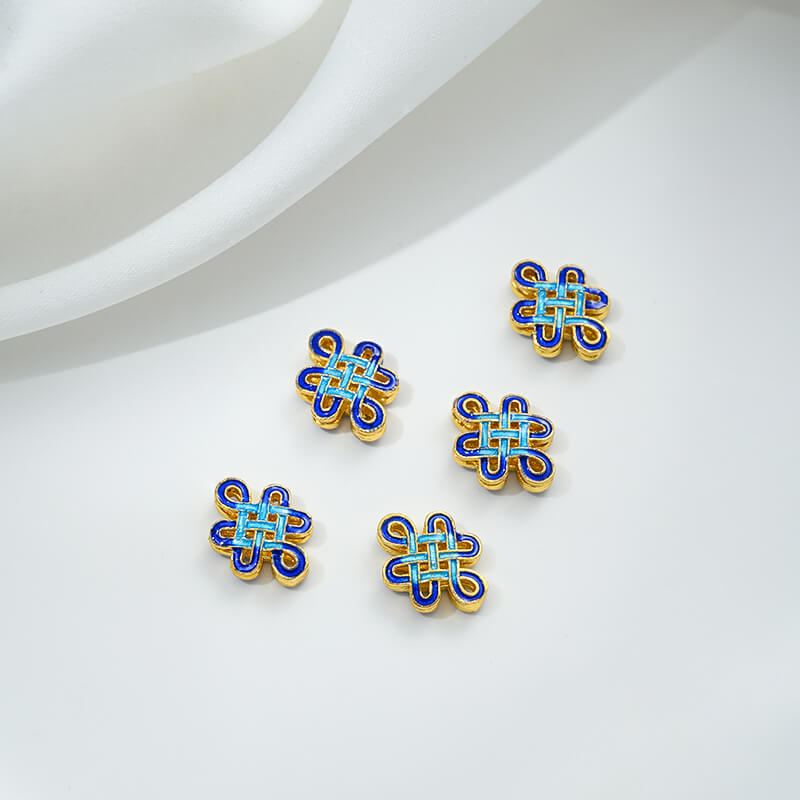 Copper gilded enamel butterfly auspicious cloud lotus Chinese knot back cloud blessing word cloisonne spacer beads